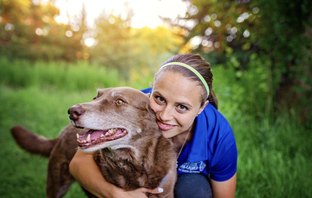 woman with her dog